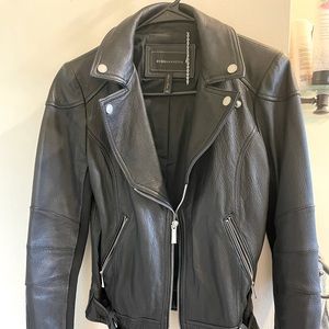 Beautiful leather MaxAzria leather moto jacket.